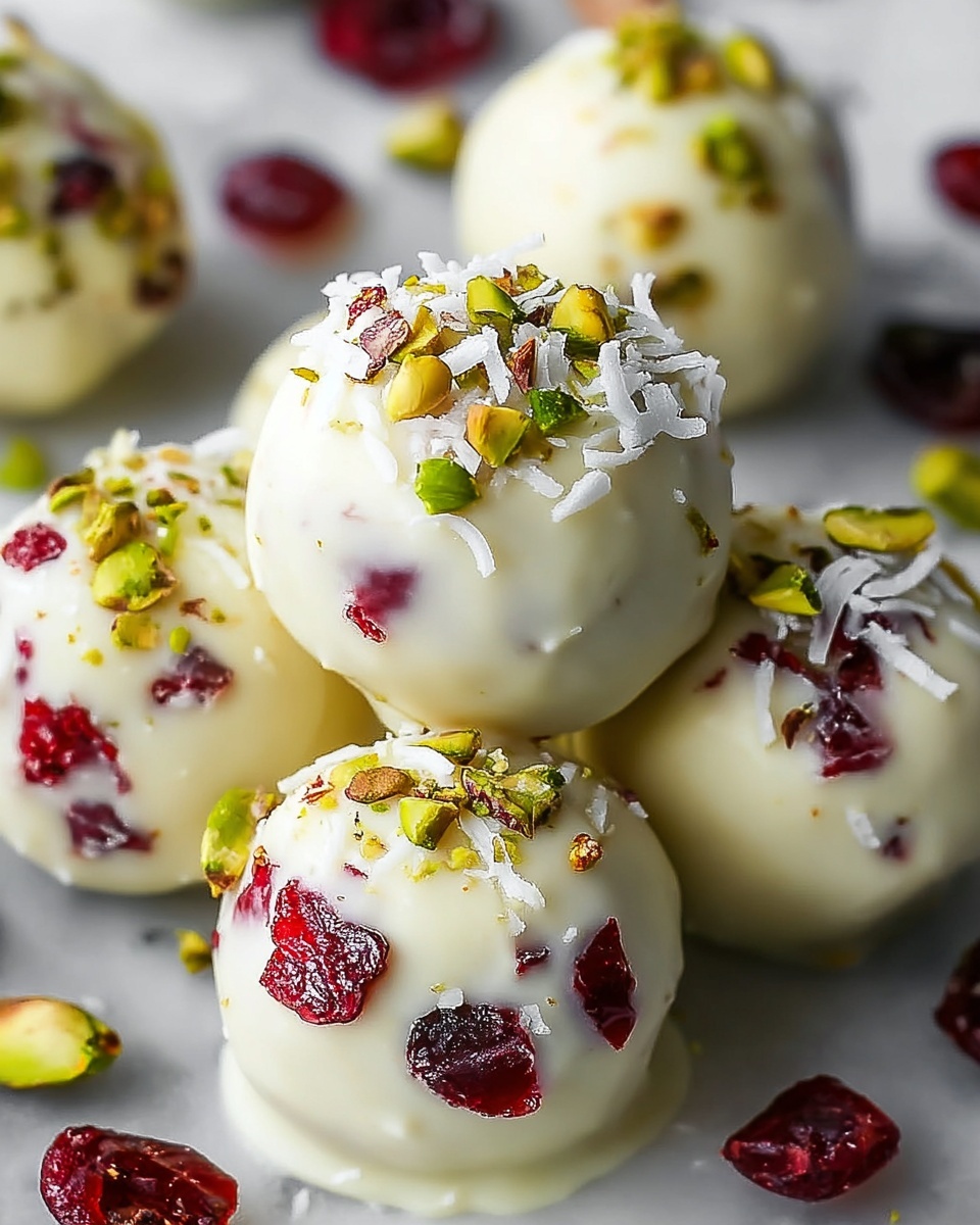 Cranberry Pistachio White Chocolate Truffles Recipe - Recipe Image