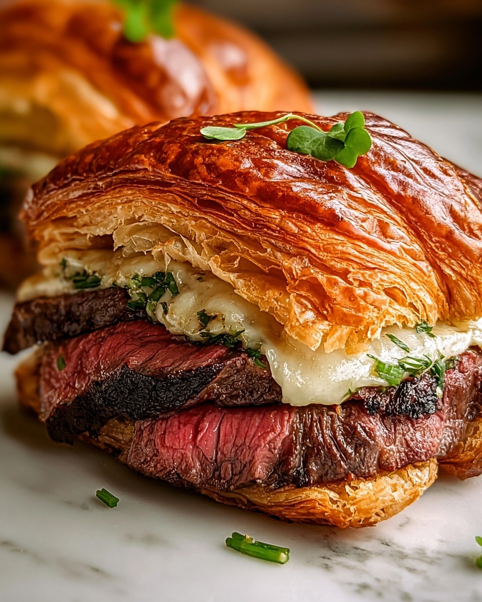 Garlic Butter Steak and Brie Croissant Melt Recipe - Recipe Image