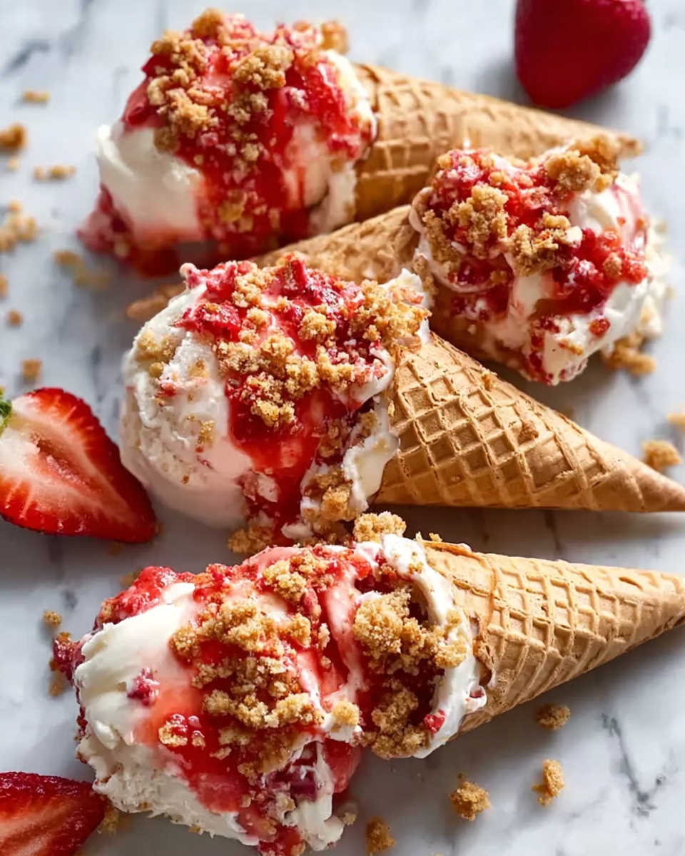 Strawberry Crunch Cheesecake Cones Recipe - Recipe Image