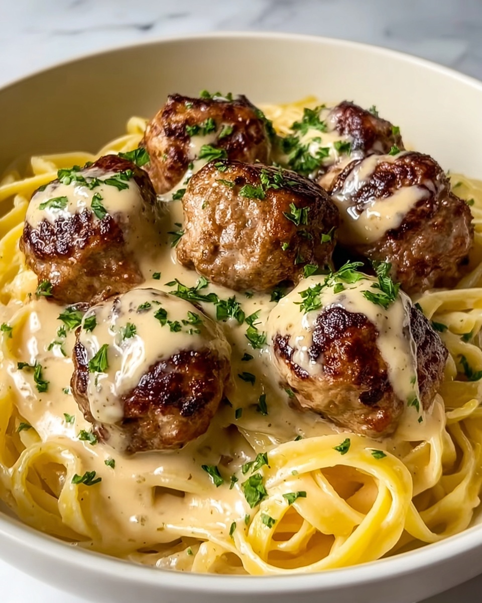 Parmesan Linguine with Garlic Butter Meatballs Recipe - Recipe Image