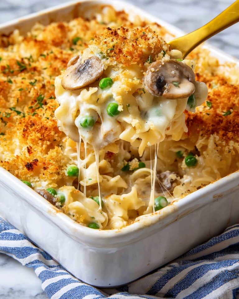 Creamy Tuna Casserole with Cheddar and Panko Topping Recipe